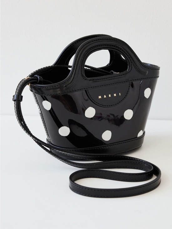 Marni Handbags - Marni Tropicalia Micro Patent Leather Polka Dot tote bag